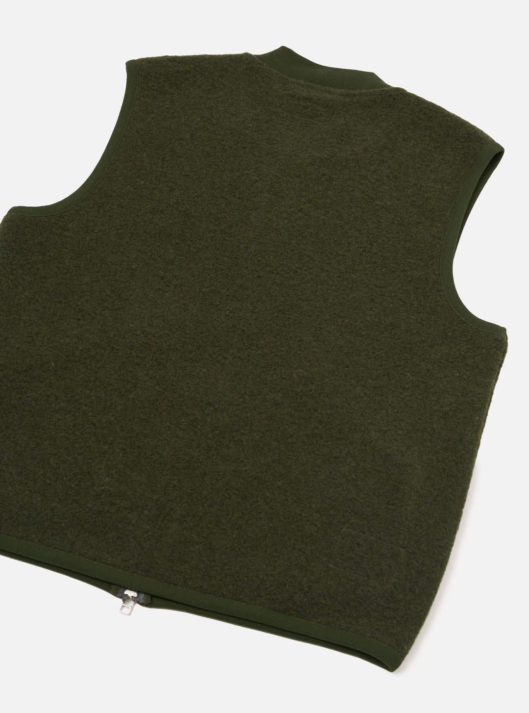 Universal Works Zip Waistcoat Wool Fleece Olive Verde - foto 5